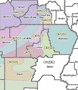 Coverage Map for the La Grande Weather Service